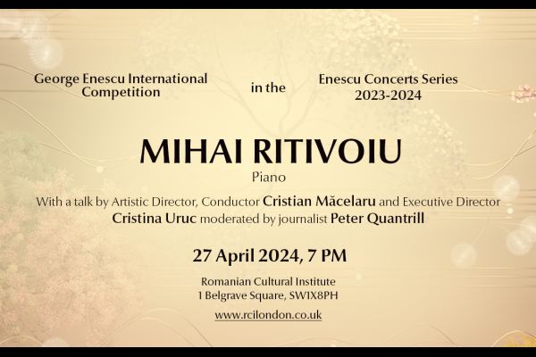 Dirijorul Cristian Măcelaru și pianistul Mihai Ritivoiu, ambasadori ai Concursului Internațional „George Enescu“ la Londra