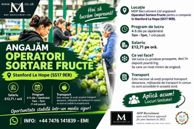 ? ANGAJĂM OPERATORI SORTARE FRUCTE